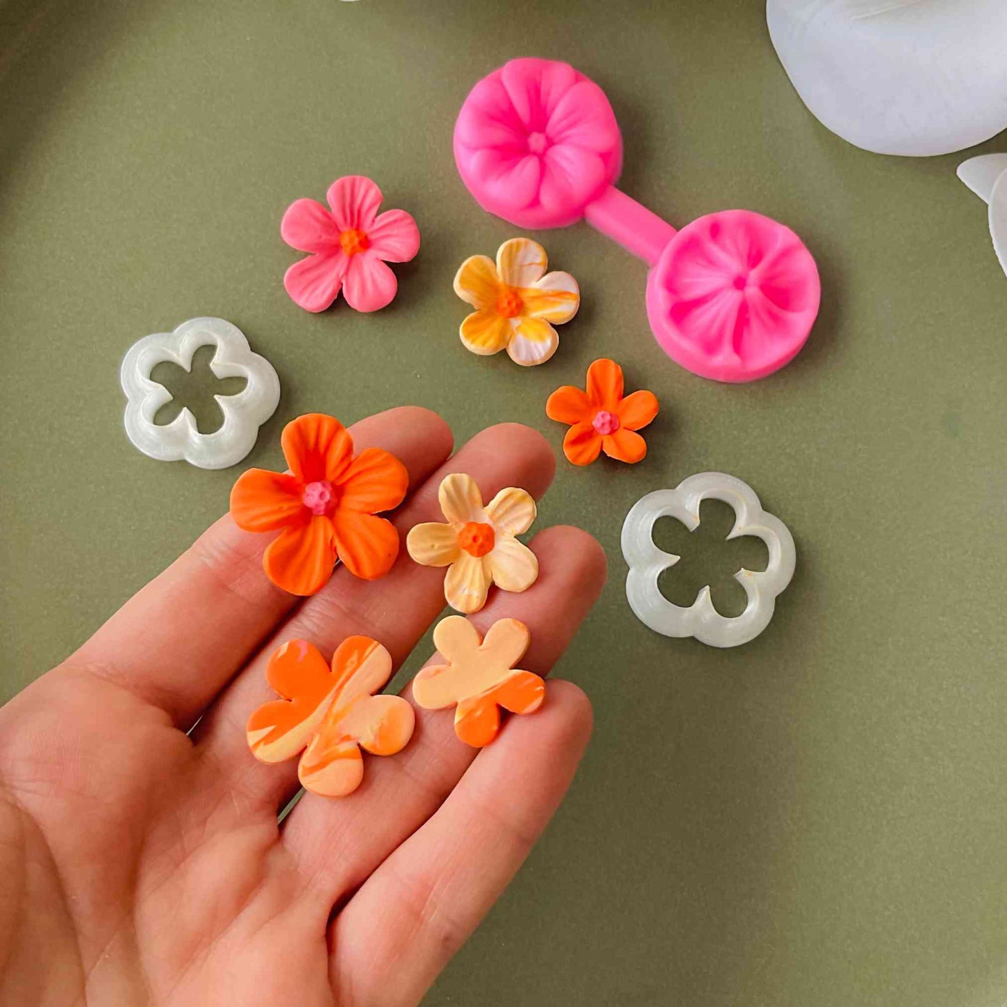Flower Texture Silicone Mold + flower clay cutters