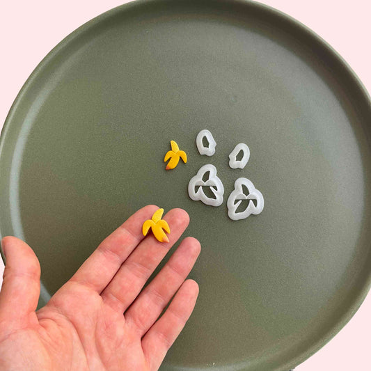  Small open banana stud cutters for polymer clay