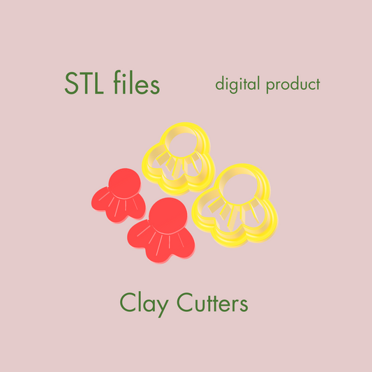 Set of 2 flower clay digital cutters