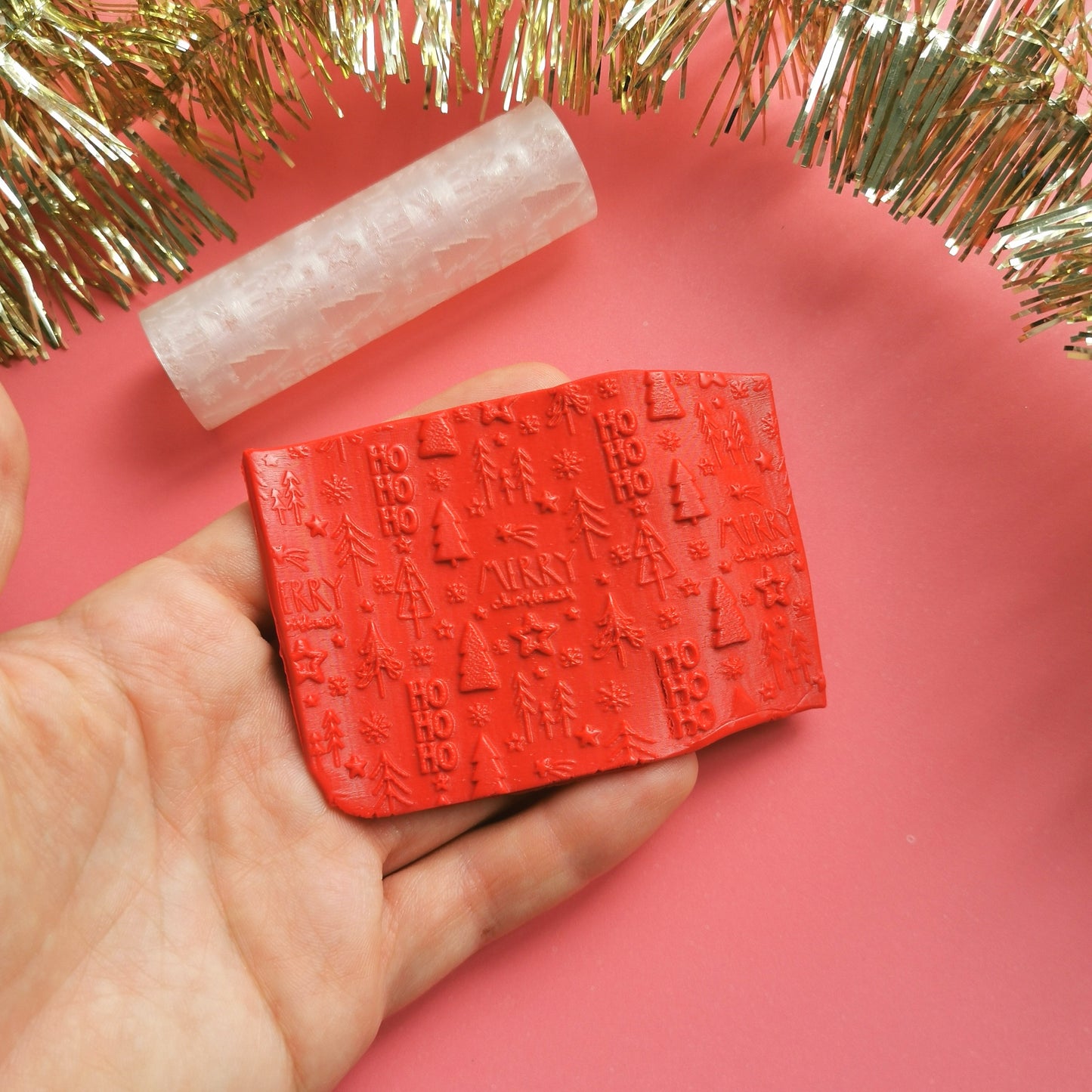 Christmas texture roller for polymer clay