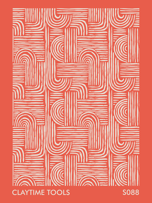 handraw lines pattern on a silkscreen for polymer clay