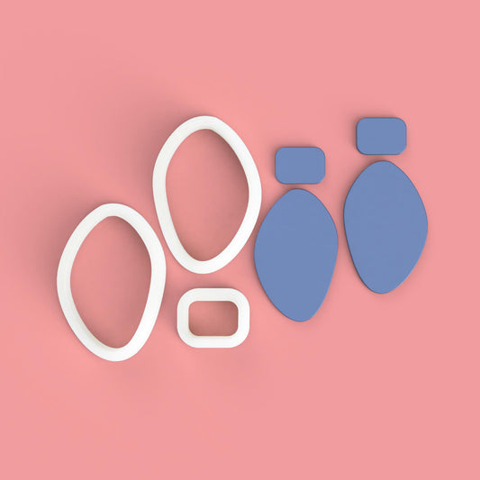 pebble shape earring and 3 3d printed cutters for polymer clay