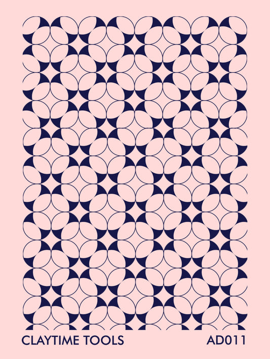 Art deco circles motif in a light pink background.