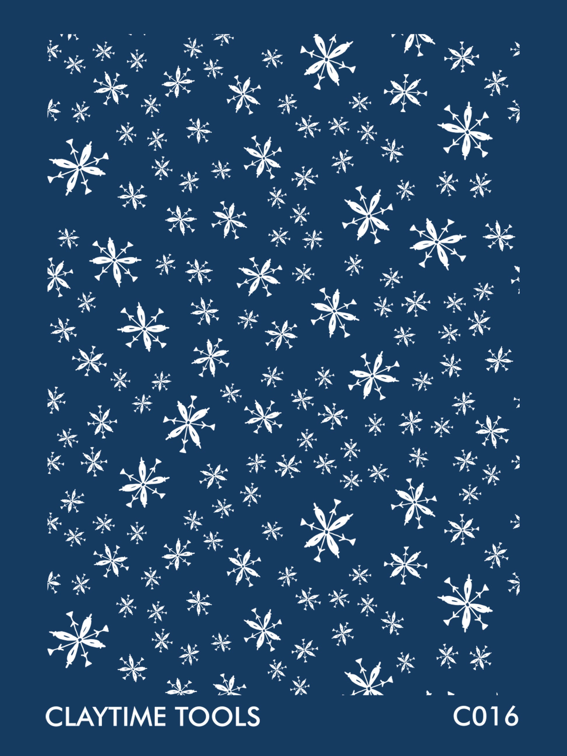 Image of a silkscreen print featuring snowflake shapes.