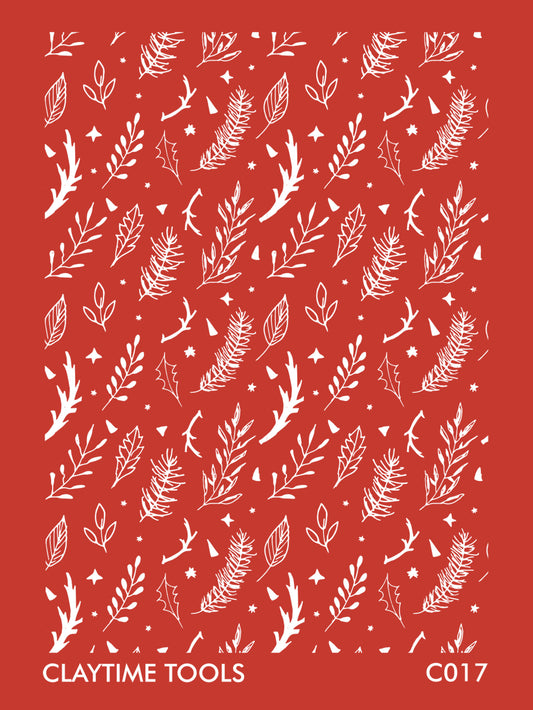 Image of a silkscreen print with hand-drawn branches from winter trees.