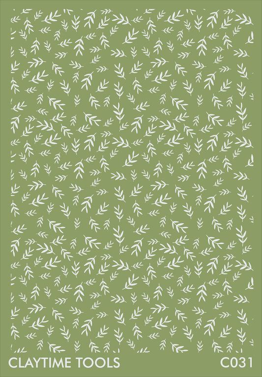Silkscreen for polymer clay with a Christmas branches design