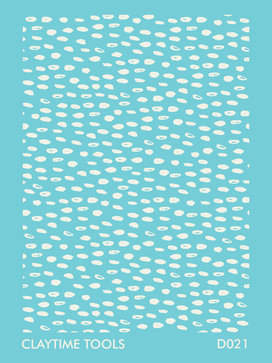Flat dots pattern silkscreen on a turquoise background.