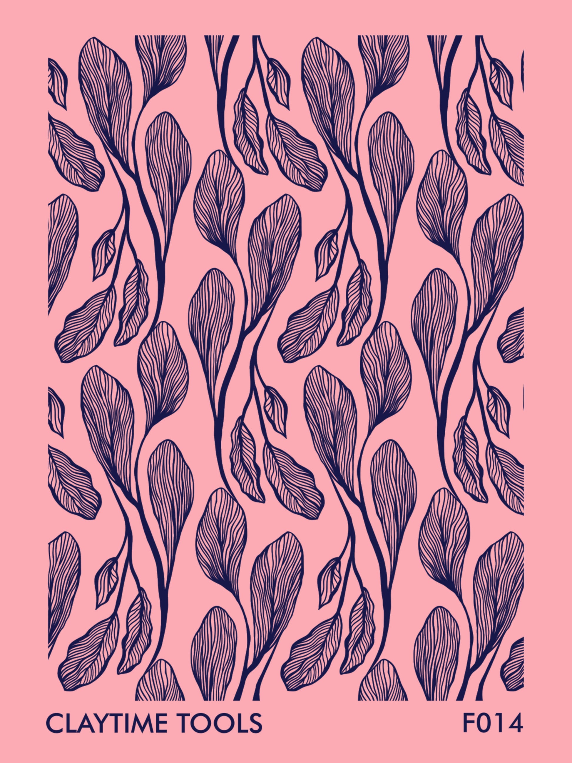Pink silkscreen with leaf floral pattern