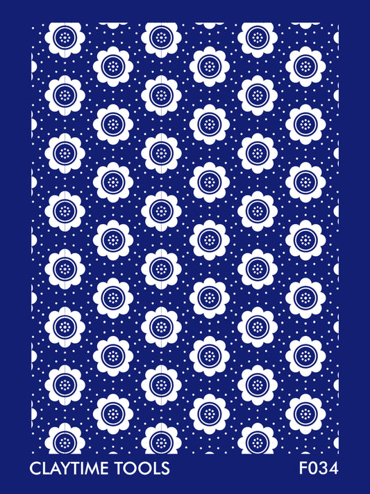 Daisies on a blue background with dots.