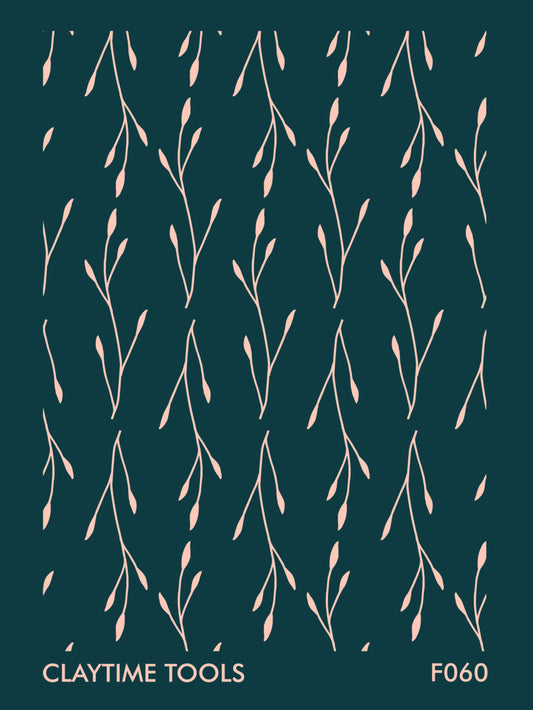 Silkscreen for polymer clay with a minimal branches pattern