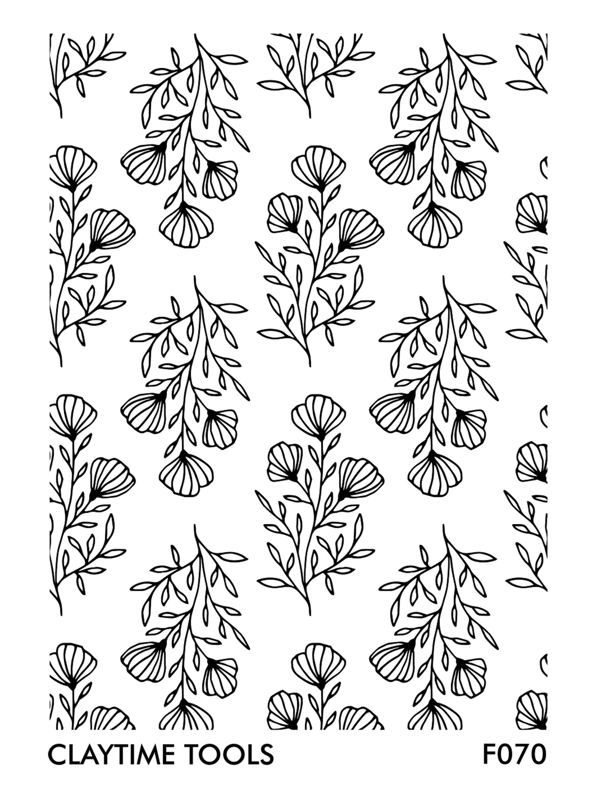Silkscreen for polymer clay with a groups of flowers pattern
