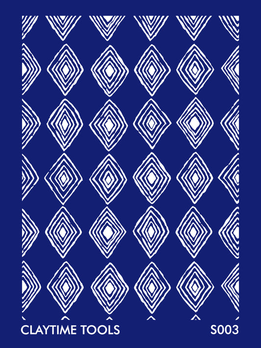 Abstract whites argyle shapes in a blue background