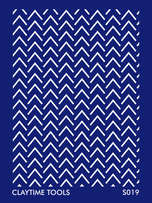 Minimal arrow pattern in a blue background.