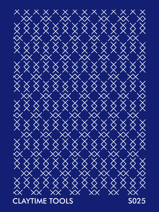 Assymetric X pattern in a blue background.