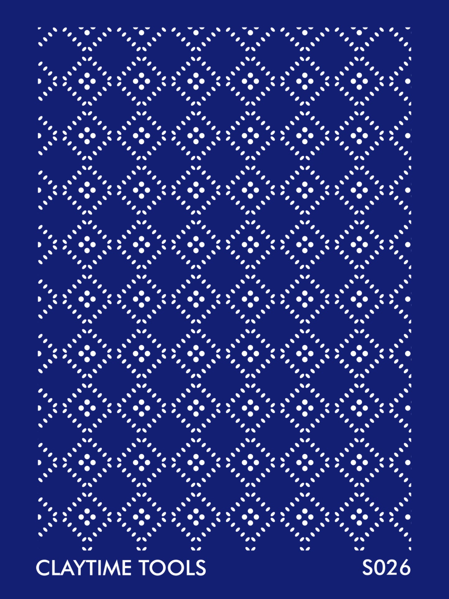 Rhombus with dots in a blue background.