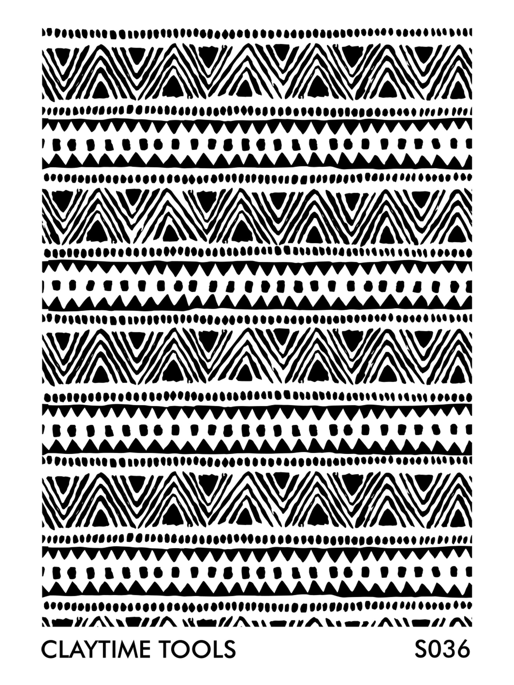 Black ethnix mix pattern on a white background.