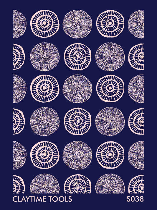 Ethnic umbrellas pattern on a blue background.