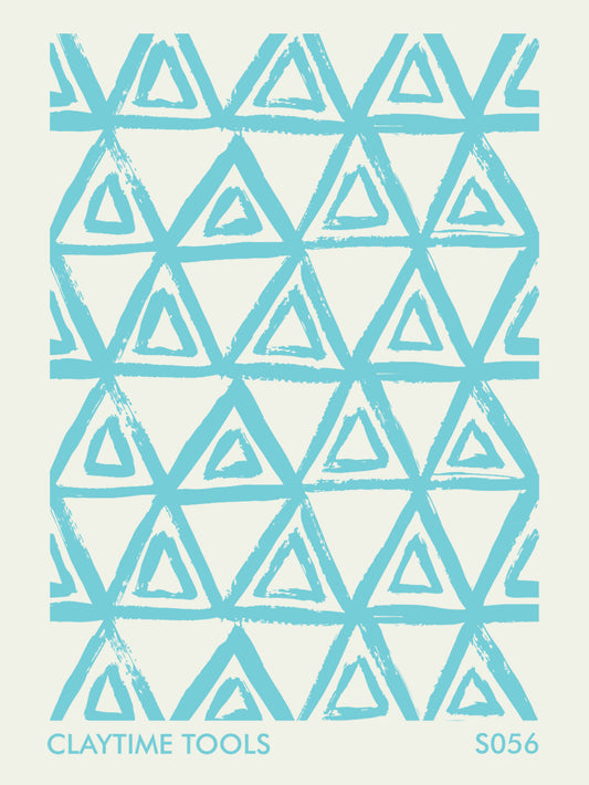 Handdrawn triangles pattern silkscreen on a white background.