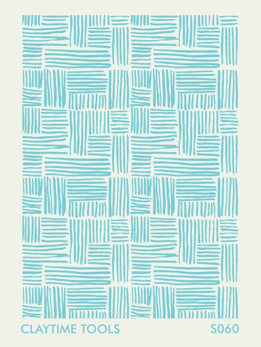 Handdrawn lines pattern silkscreen on a white background.
