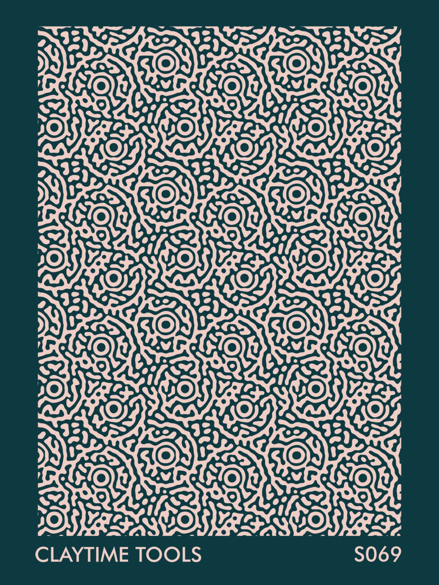 Image of a silkscreen print featuring ethnic, organic patterns.