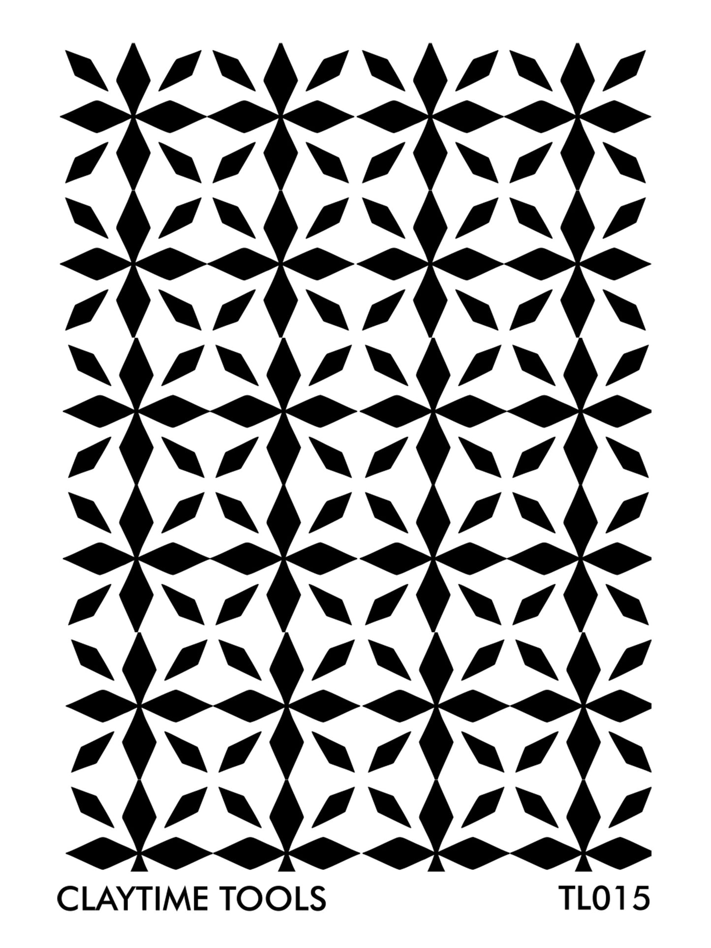 Rhombus flower tile silkscreen pattern on a black and white background.