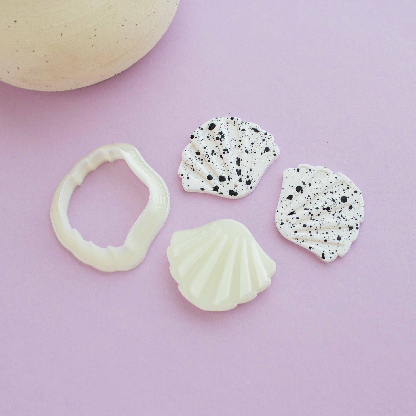 Shell shaped drop polymer clay earrings and polymer clay cutters