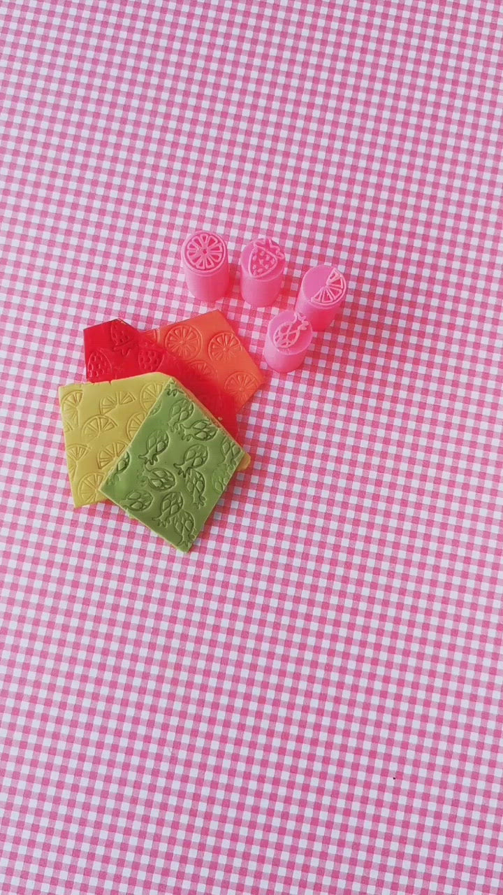Polymer clay fruit stamps