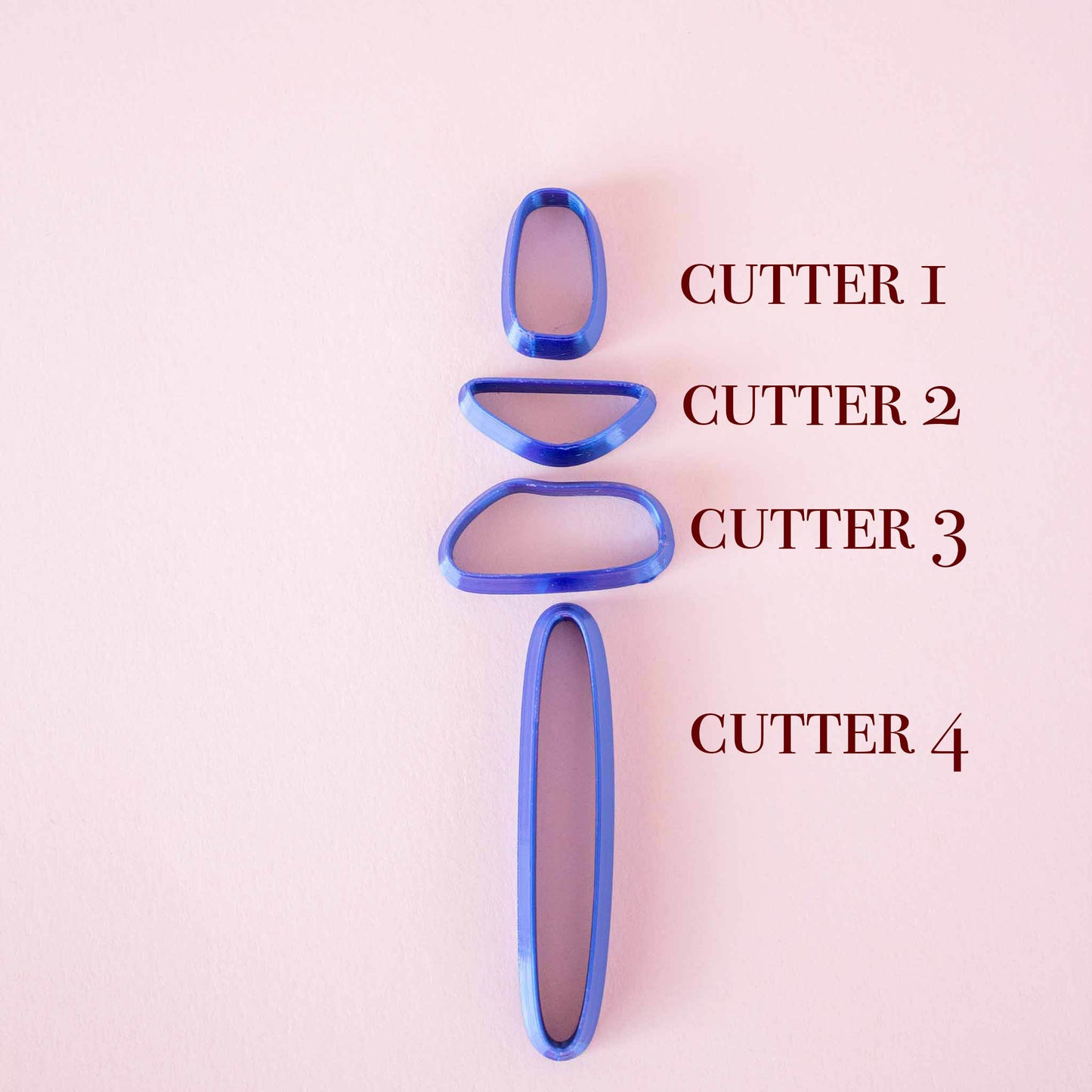 four polymer clay cutters in different sizes